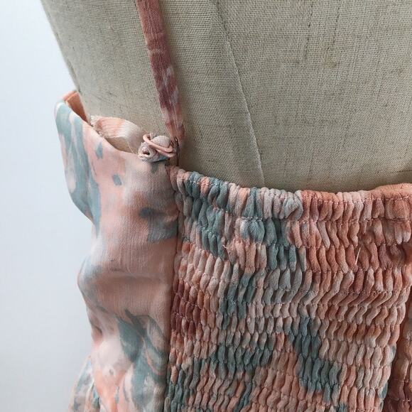 LULU'S L Exceptional Sweetness Peach Floral Chiffon Pleated Maxi Dress NEW B27 - Picture 5 of 11